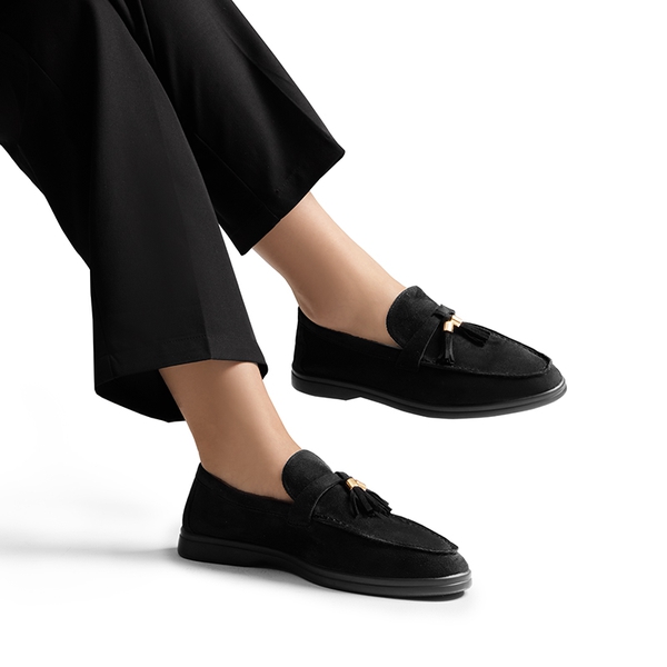 Slip On Casual Loafers - BLACK-SUEDE - 2